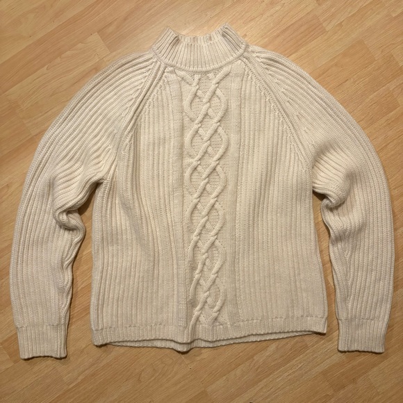 BANANA REPUBLICANS RETE CABLE-KNIT FISHERMAN WOOL CASHMERE SWEATER SIZE XXL TALL - Picture 3 of 5